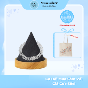 Lắc tay nam Cuban đính đá bản nhỏ-MuseSilver