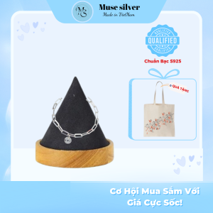 Lắc tay đôi nam nữ bạc mắt xích khắc tên theo yêu cầu -MuseSilver