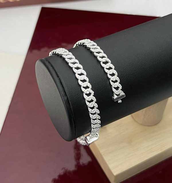 Lắc tay nam Cuban đính đá bản nhỏ-MuseSilver - Ảnh 4
