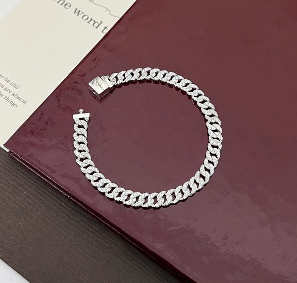 Lắc tay nam Cuban đính đá bản nhỏ-MuseSilver - Ảnh 3