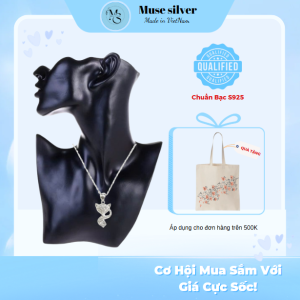 Dây chuyền bạc MuseSilver, vòng cổ nữ mặt hồ ly đính đá sang trọng, xinh xắn