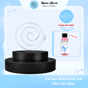 Dây Chuyền Vòng Cổ Nam Bạc Ta Nguyên Chất S99 Dây Hộp Vuông Dài 50cm Chính Hãng