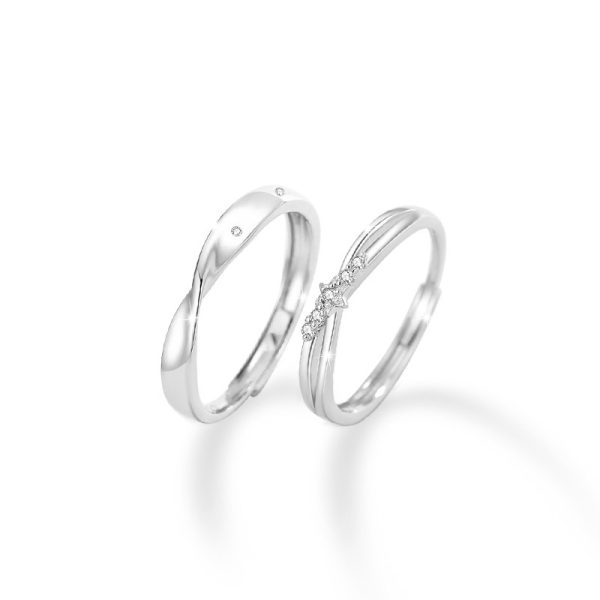 Nhân Đôi Nam Nữ đính đá kim cương -Musesilver - Ảnh 4